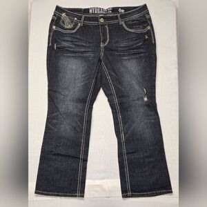 Hydraulic Jeans 22 Petite Bailey Slim Boot Plus Size Distressed Western Stretch